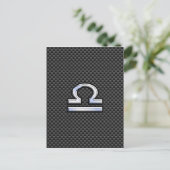 Libra Zodiac Symbol auf Carbon Fibre Print Postkarte (Stehend Vorderseite)