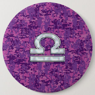 Libra Zodiac-Symbol auf der Fuchsia Digitalen Camo Button