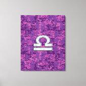 Libra Zodiac-Symbol auf der Fuchsia Digitalen Camo Leinwanddruck (Vorderseite)