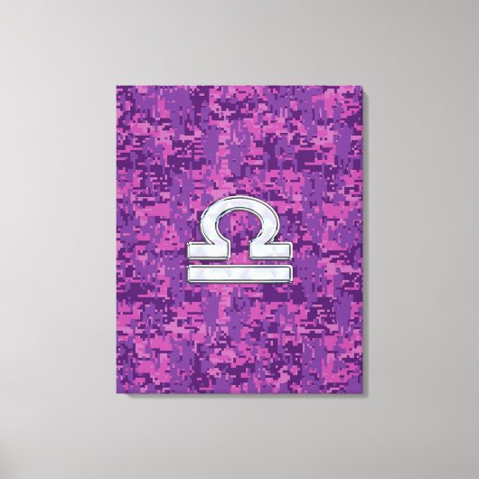 Libra Zodiac-Symbol auf der Fuchsia Digitalen Camo Leinwanddruck (Vorderseite)