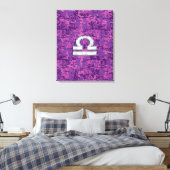 Libra Zodiac-Symbol auf der Fuchsia Digitalen Camo Leinwanddruck (Insitu (Schlafzimmer))