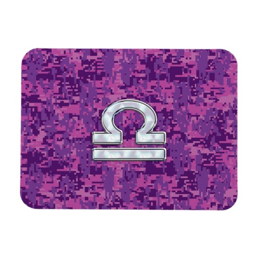 Libra Zodiac-Symbol auf der Fuchsia Digitalen Camo Magnet (Horizontal)