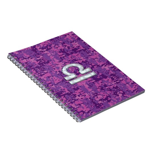 Libra Zodiac-Symbol auf der Fuchsia Digitalen Camo Notizblock (Rechte Seite)