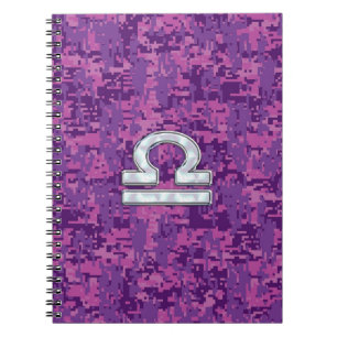 Libra Zodiac-Symbol auf der Fuchsia Digitalen Camo Notizblock