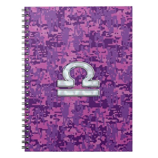 Libra Zodiac-Symbol auf der Fuchsia Digitalen Camo Notizblock (Vorderseite)