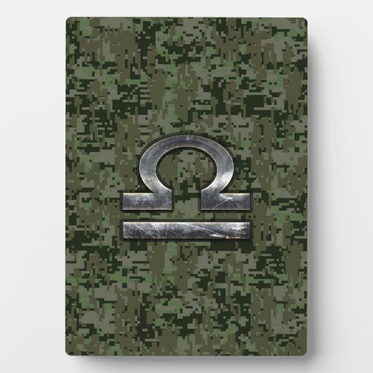 Libra Zodiac-Symbol auf grüner digitaler Camouflag Fotoplatte (Vorderseite)