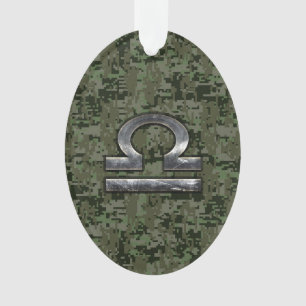 Libra Zodiac-Symbol auf grüner digitaler Camouflag Ornament