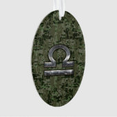 Libra Zodiac-Symbol auf grüner digitaler Camouflag Ornament (Vorderseite)
