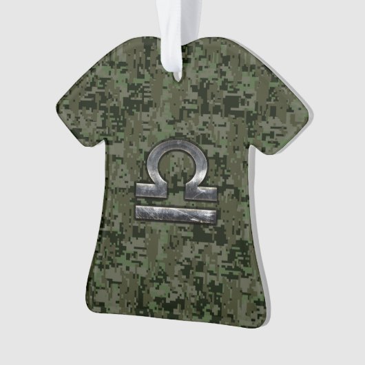 Libra Zodiac-Symbol auf grüner digitaler Camouflag Ornament (Vorderseite)
