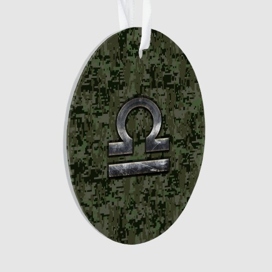 Libra Zodiac-Symbol auf grüner digitaler Camouflag Ornament (Vorderseite)