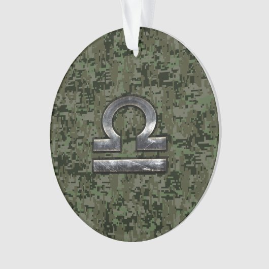 Libra Zodiac-Symbol auf grüner digitaler Camouflag Ornament (Vorderseite)