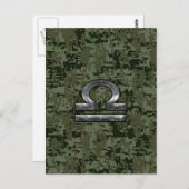 Libra Zodiac-Symbol auf grüner digitaler Camouflag Postkarte (Vorne/Hinten)