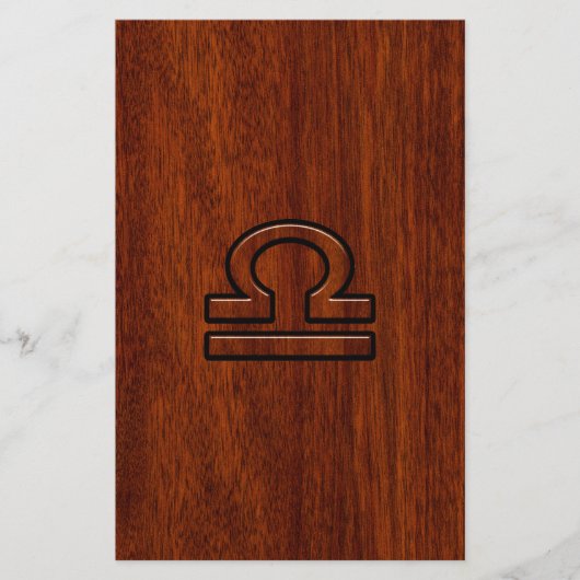 Libra Zodiac Symbol auf Mahagoni Druck Briefpapier (Vorderseite)