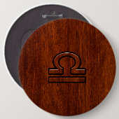 Libra Zodiac Symbol auf Mahagoni Druck Button (Vorne & Hinten)