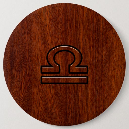 Libra Zodiac Symbol auf Mahagoni Druck Button (Vorderseite)