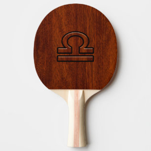 Libra Zodiac Symbol auf Mahagoni Druck Tischtennis Schläger
