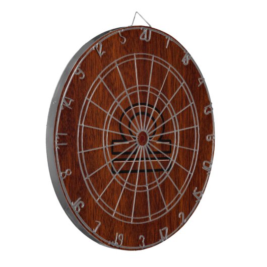 Libra Zodiac Symbol auf Mahogany Dartscheibe (Vorderseite Links)