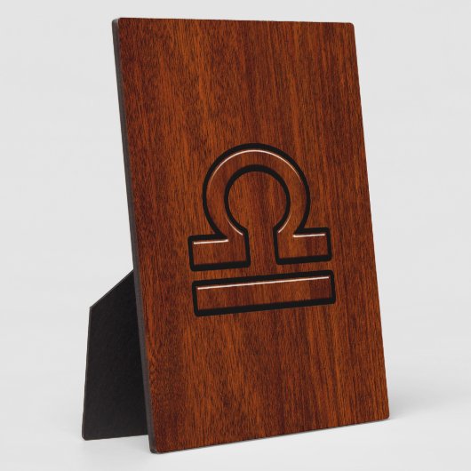 Libra Zodiac Symbol auf Mahogany Fotoplatte (Seite)