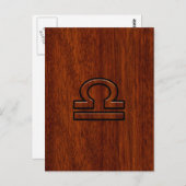 Libra Zodiac Symbol auf Mahogany Postkarte (Vorne/Hinten)