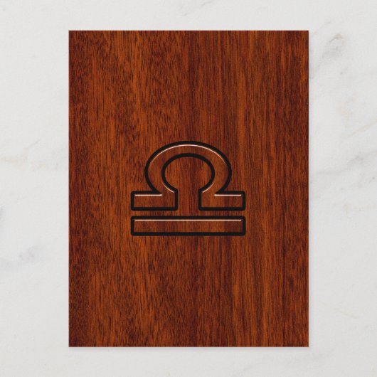 Libra Zodiac Symbol auf Mahogany Postkarte (Vorderseite)