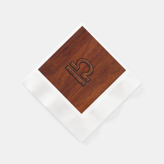 Libra Zodiac Symbol auf Mahogany Serviette (Ecke)