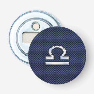Libra Zodiac Symbol auf Navy Blue Carbon Fibre Flaschenöffner