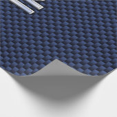 Libra Zodiac Symbol auf Navy Blue Carbon Fibre Geschenkpapier (Ecke)