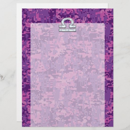 Libra Zodiac Symbol Fuchsia Pink Digitale Camoufla (Vorne/Hinten)