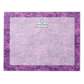 Libra Zodiac Symbol Fuchsia Pink Digitale Camoufla Notizblock (Vorderseite)