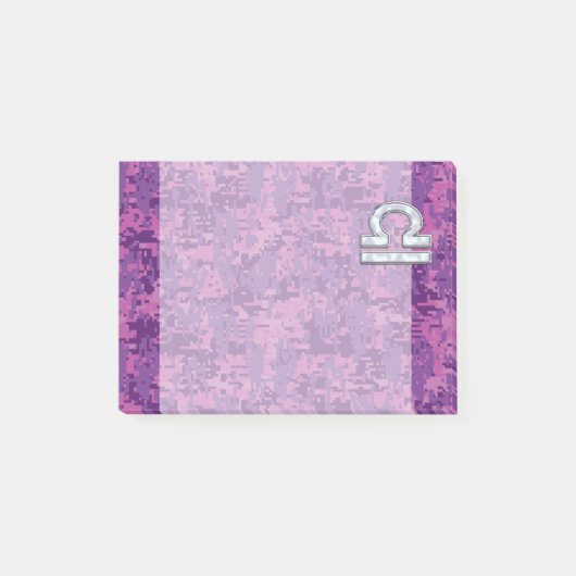 Libra Zodiac Symbol Fuchsia Pink Digitale Camoufla Post-it Klebezettel (Vorderseite)