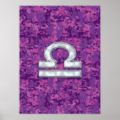 Libra Zodiac Symbol Fuchsia Pink Digitale Camoufla Poster (Vorne)