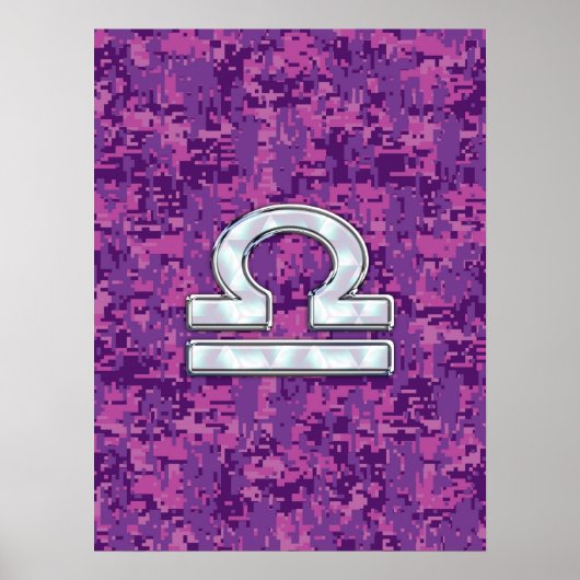 Libra Zodiac Symbol Fuchsia Pink Digitale Camoufla Poster (Vorne)