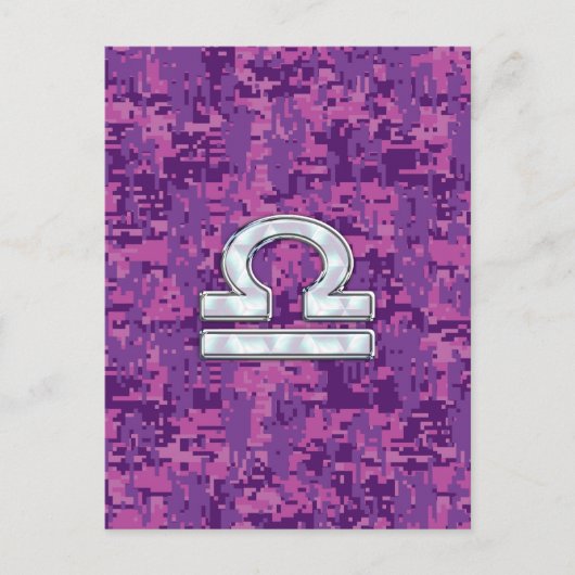Libra Zodiac Symbol Fuchsia Pink Digitale Camoufla Postkarte (Vorderseite)