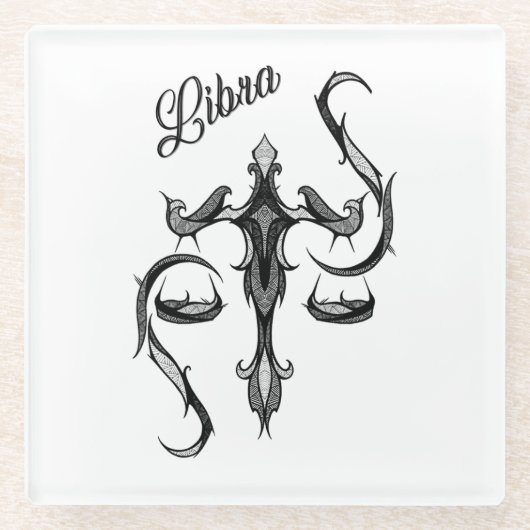 Libra Zodiac-Symbol Glasuntersetzer (Vorderseite)