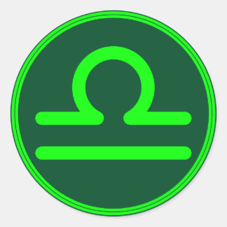 Libra Zodiac Symbol Green Contrast Runder Aufkleber