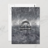 Libra Zodiac-Symbol im Stil eines silbernen Grunge Postkarte (Vorne/Hinten)