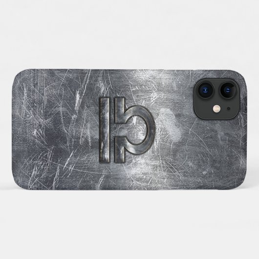 Libra Zodiac Symbol in Silver Steel Style Case-Mate iPhone Hülle (Rückseite (Horizontal))
