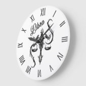 Libra Zodiac-Symbol mit schwarzen römischen Zahlen Große Wanduhr (Winkel)