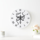 Libra Zodiac-Symbol mit schwarzen römischen Zahlen Große Wanduhr (Zuhause)