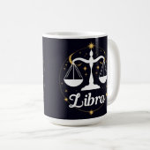 Libra Zodiac Symbol mit Sternen und Skala Kaffeetasse (VorderseiteRechts)