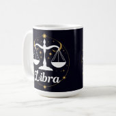 Libra Zodiac Symbol mit Sternen und Skala Kaffeetasse (Vorderseite Links)