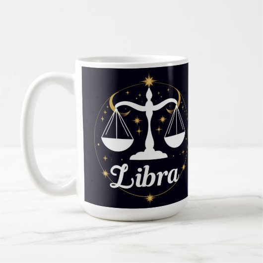 Libra Zodiac Symbol mit Sternen und Skala Kaffeetasse (Links)