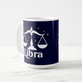 Libra Zodiac Symbol mit Sternen und Skala Kaffeetasse (Vorderseite Links)