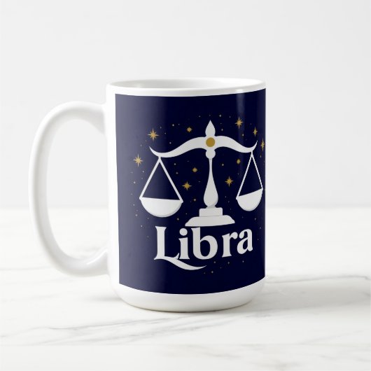 Libra Zodiac Symbol mit Sternen und Skala Kaffeetasse (Links)