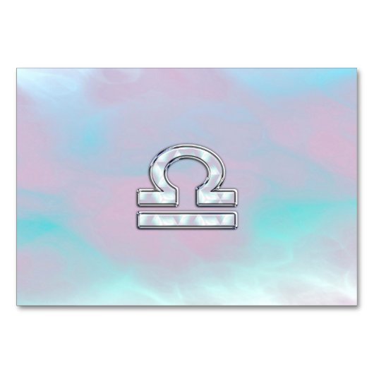 Libra Zodiac Symbol Mutter von Perlenstil Tischnummer (Vorderseite)