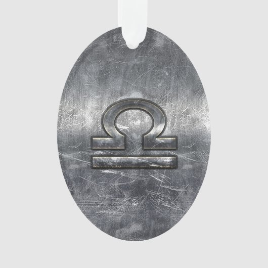 Libra Zodiac Symbol Silver Steel Style Ornament (Vorderseite)