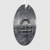 Libra Zodiac Symbol Silver Steel Style Ornament (Vorderseite)