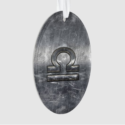 Libra Zodiac Symbol Silver Steel Style Ornament (Vorderseite)