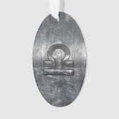 Libra Zodiac Symbol Silver Steel Style Ornament (Vorderseite)