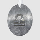 Libra Zodiac Symbol Silver Steel Style Ornament (Vorderseite)